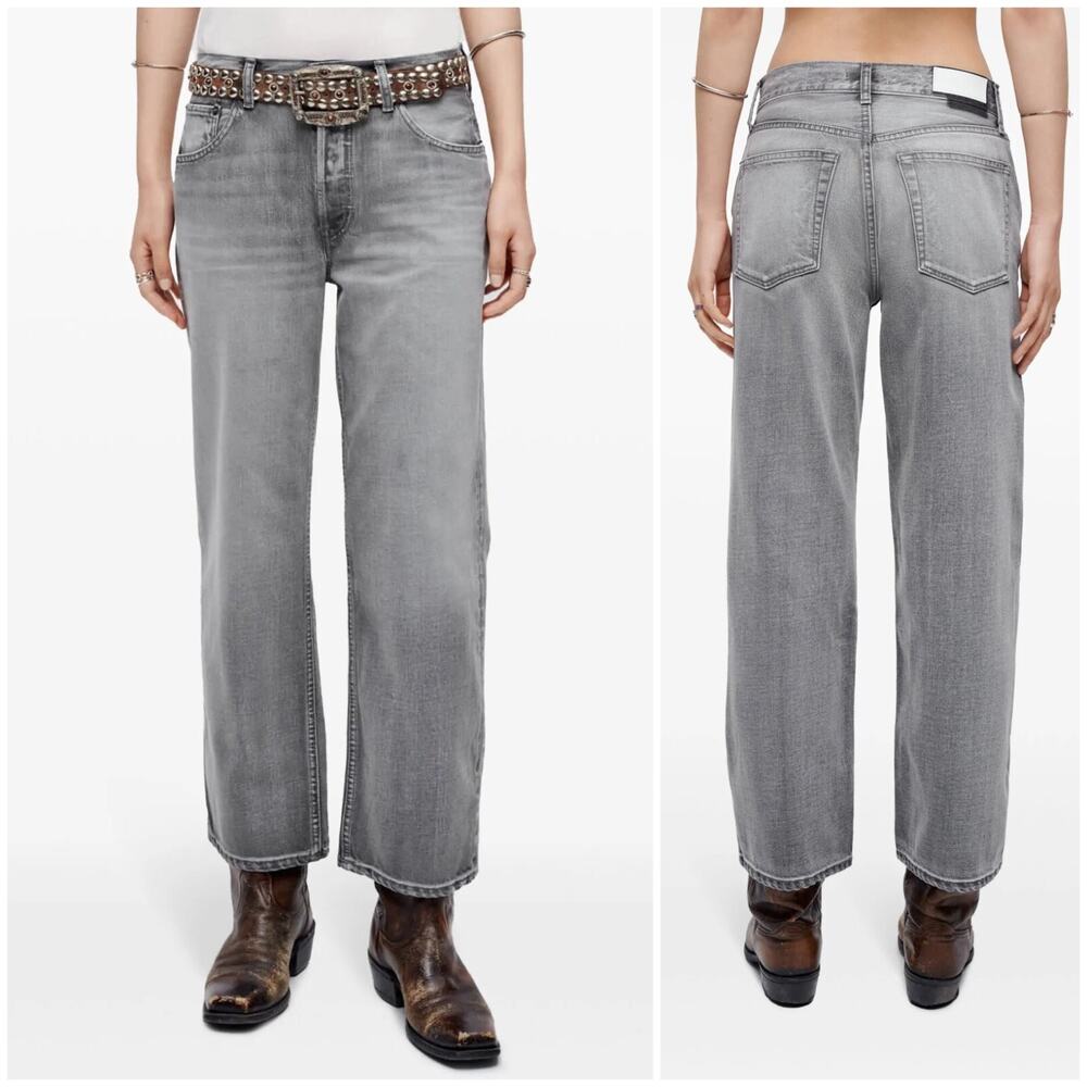 Re/Done Loose Crop Jeans Women's size 30 Medium Gray wash Button Fly
